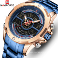 NAVIFORCE 9170 Men's Watches Luxury Brand Men Sports Quartz Watch Men Stainless Steel LED Digital Clock Waterproof  watch